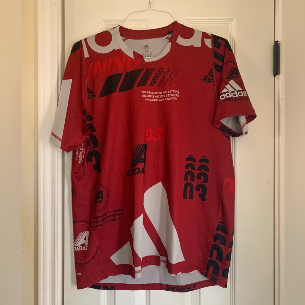 Adidas red logo shirt
